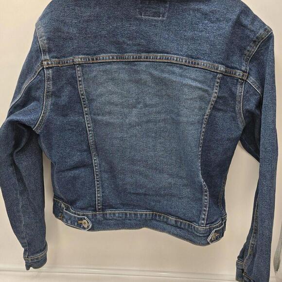 Y2K Just Jeans Denim Jacket Women's 2XL Blue Button Up Long‎ Sleeve Stretch 45-1 - Picture 3 of 10